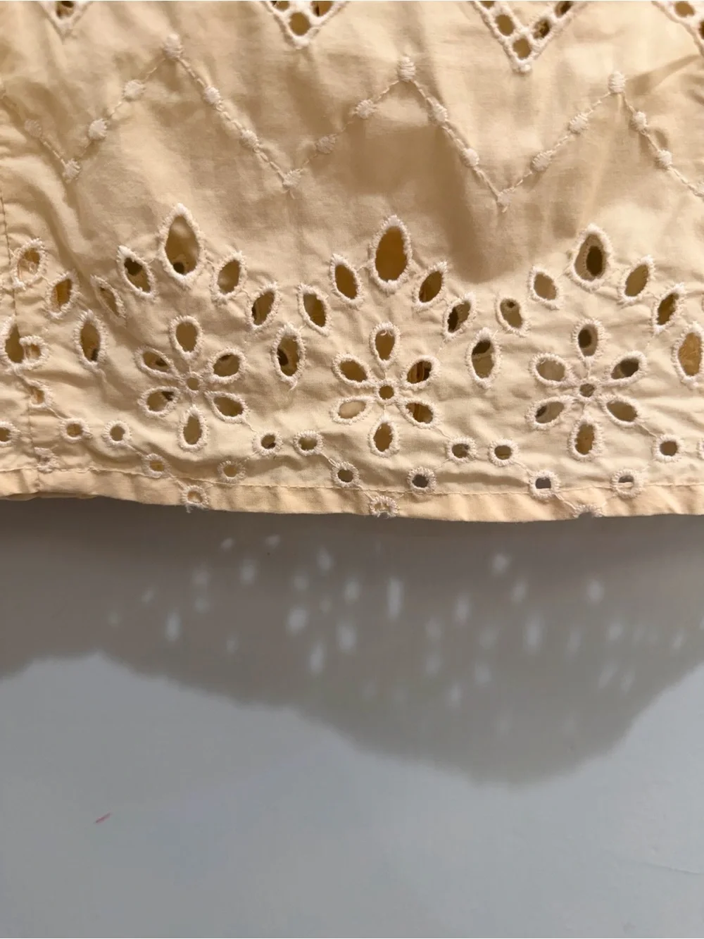 Zara Cream Eyelet Lace Ruffle Blouse Small - Romantic Cottagecore Button Up Top
